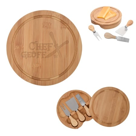 Personalized 3-Piece Bamboo Cheese Server Kit