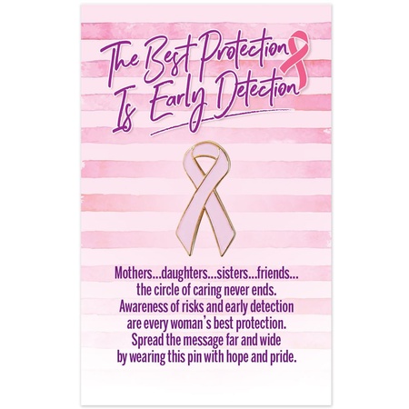 Pink Ribbon Lapel Pin with Presentation Card