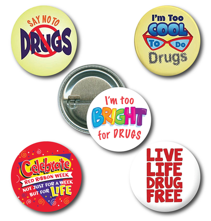Red Ribbon Week Drug Prevention Button Assortment