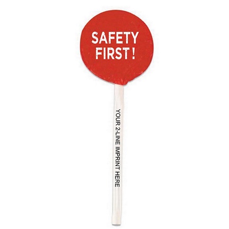 Safety First Lollipops with Imprinted Sticks