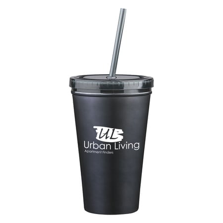 Stainless Steel Custom 16 oz. Double Wall Tumbler & Straw