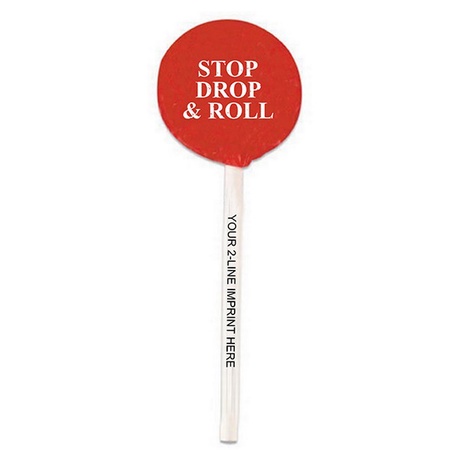 Stop Drop & Roll Fire Safety Lollipops with Imprinted Sticks