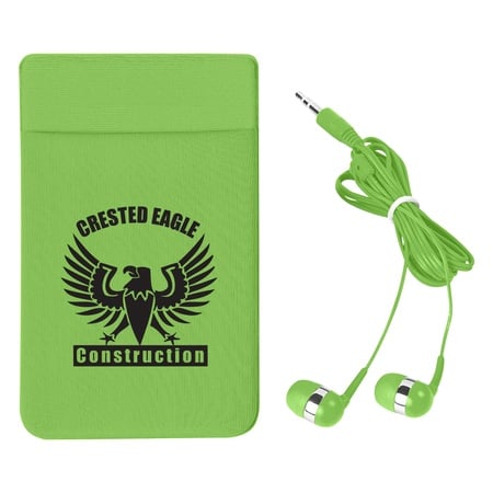 Stretch Phone Customized Card Sleeve with Ear Buds