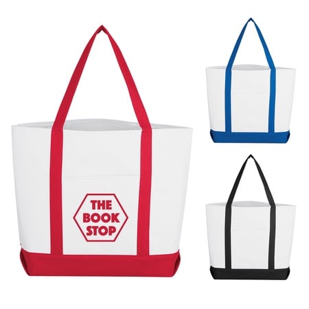 Striped Handle Promotional Tote Bags