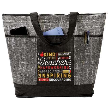 Teacher Word Cloud Non-Woven Zippered Tote Bag