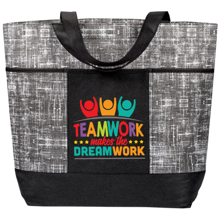 Teamwork Makes The Dream Work Non-Woven Zippered Tote Bag