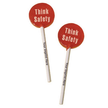 Think Safety Lollipops with Imprinted Sticks