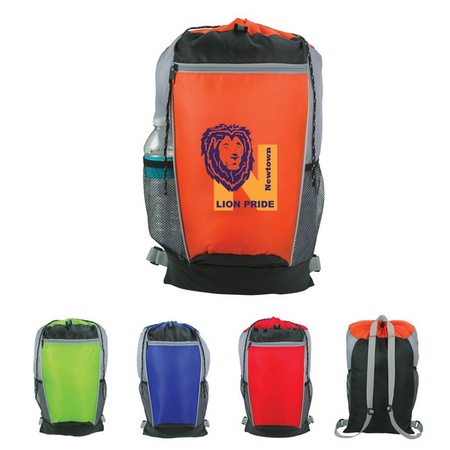 Tri-Color Logo Drawstring Backpacks