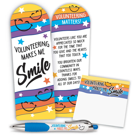 Volunteers Deluxe Bookmark, Sticky Pad, & Pen Gift Set