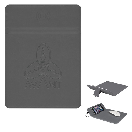 Wireless Charging Logo Mouse Pad with Phone Stand