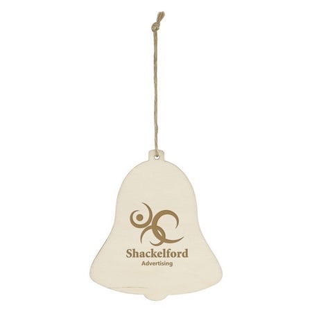 Wood Holiday Bell Ornaments with Imprint