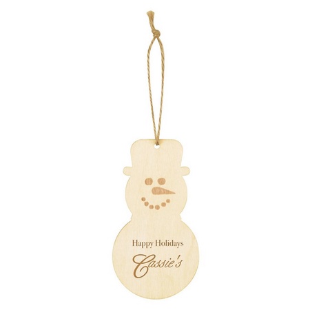 Promotional Wood Holiday Snowman Ornaments