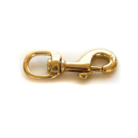 Brass Bolt Snap Hook, Flat Swivel, 3" Long, 3/4" Eye