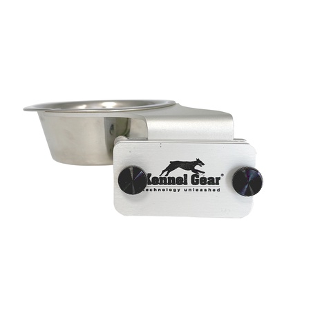 Kennel Gear, Left Hinged Crate Bowl System, Aluminum Yoke, 1 Pint Crate Bowl