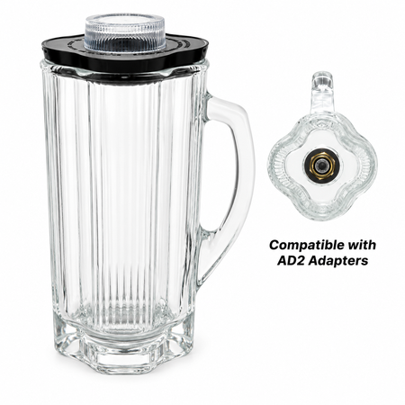 Waring CAC32 Glass Blender Jar With Blade Assembly and Black Lid