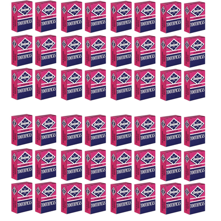 Diamond 41860 Round Toothpicks 250 Count Per Pack x 48 Packs 12,000pcs
