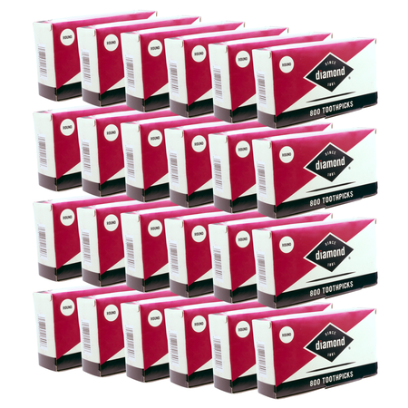 Diamond 41890 Round Toothpicks 800 Count Dispenser Pack x 24 Packs 19,200pcs