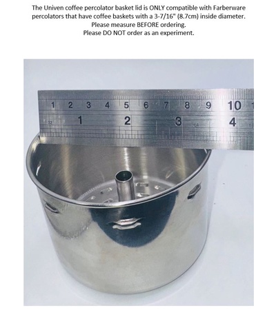 Univen Coffee Percolator Basket Spreader Lid Cover Compatible with Farberware Coffee Percolators
