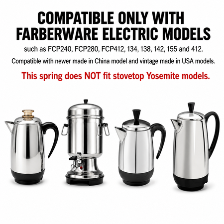 Univen Pump Tube Spring Compatible with Faberware Electric Coffee Percolators FCP240 FCP280 FCP412 134 138 142 155