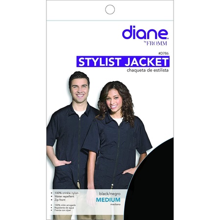 Diane D786 Black Pro Stylist Zippered Jacket Medium