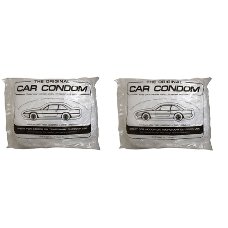 Car Condom 2 Pack Disposable Clear Plastic Car Cover with Elastic Band Medium Size 21.5' x 12.5'