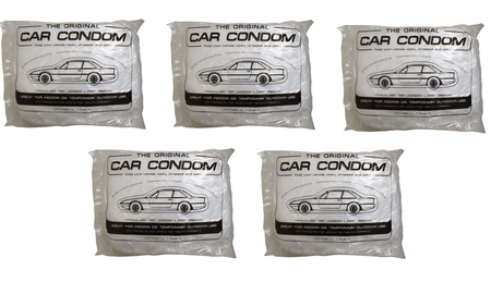 Car Condom 5 Pack Disposable Clear Plastic Car Cover with Elastic Band Medium Size 21.5' x 12.5'