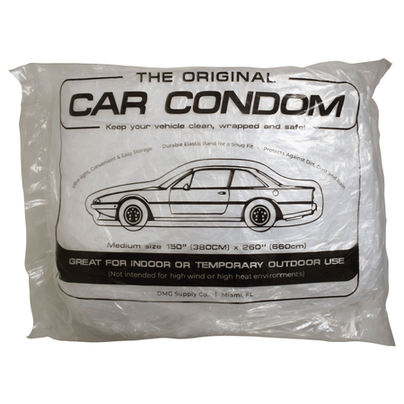 Car Condom 2 Pack Disposable Clear Plastic Car Cover with Elastic Band Medium Size 21.5' x 12.5'