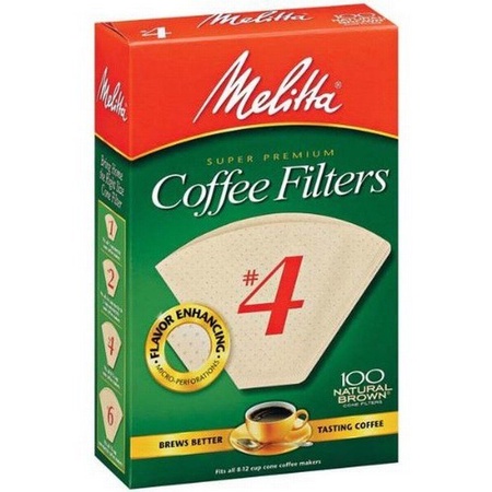 Melitta 624602 #4 Natural Brown Coffee Filters, 100 Count