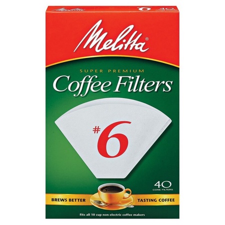 Melitta 626402 #6 White Coffee Filters, 480 Count, 12 x 40 Packs