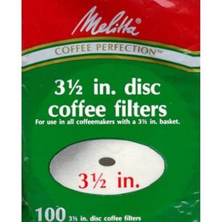 Melitta 628354 White 3.5" Disc Coffee Filters, 100 Count