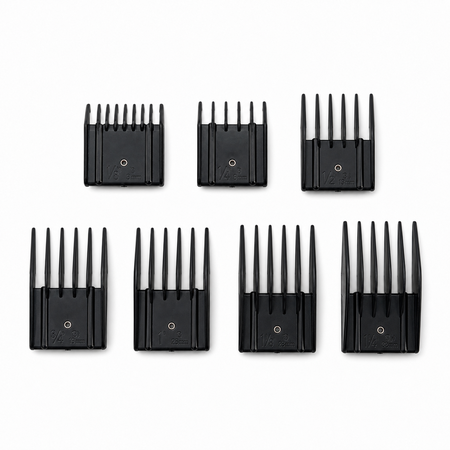 Miaco 7 Piece Universal Clipper Guide Comb Guard Set Compatible with Oster Classic 76, A5, Andis AG, BG, Wahl, etc.