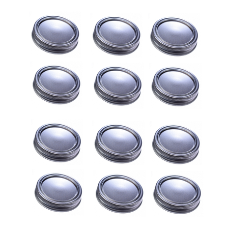 Sunshine Mason Co. Mason Jars Lids and Bands Regular Mouth Silver 12 Pieces