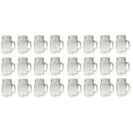 Sunshine Mason Co. Mason Jar Glass Mugs with Handles Pint Size (16 ounce, 473 mL) Regular Mouth 24 Pieces