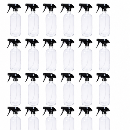 Sunshine Mason Co. Clear Glass Refillable Spray Bottle with Trigger Sprayer 16 oz (500ml) 24 PACK