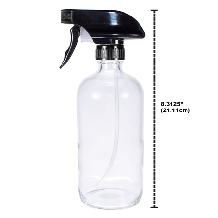 Sunshine Mason Co. Clear Glass Refillable Spray Bottle with Trigger Sprayer 16 oz (500ml)