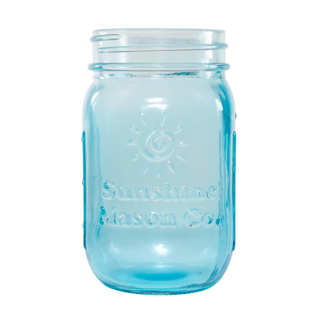 Sunshine Mason Co. Pint Sized Vintage Blue Glass Mason Jars with Hanger Handles Set of 6