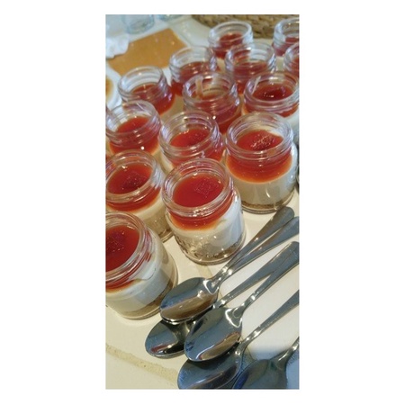 Sunshine Mason Co. Mini Mason Jar Shot Glasses with Metal Lid 2 Oz with Dessert Spoons, 24 Pieces