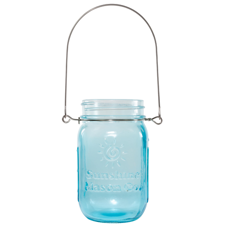 Sunshine Mason Co. Pint Sized Vintage Blue Glass Mason Jars with Hanger Handles Set of 6