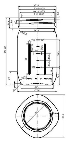 Sunshine Mason Co. Pint Sized Decorative Regular Mouth Glass Mason Jars Vintage Blue Color 6 Pack