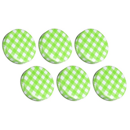 Sunshine Mason Co, One Piece Mason Jar Lids 6 Pieces, Green Gingham