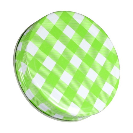 Sunshine Mason Co, One Piece Mason Jar Lids 6 Pieces, Green Gingham