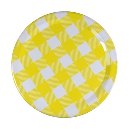 Sunshine Mason Co, One Piece Mason Jar Lids 6 Pieces, Yellow Gingham