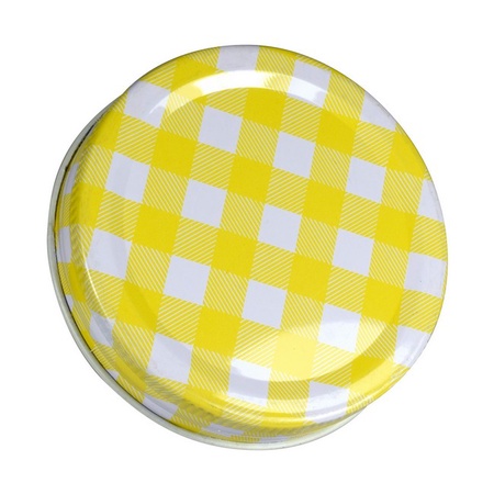 Sunshine Mason Co, One Piece Mason Jar Lids 6 Pieces, Yellow Gingham