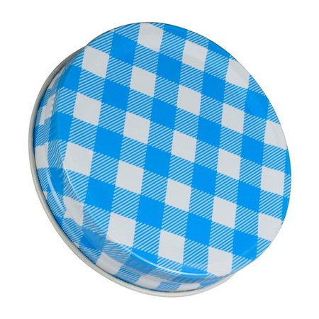 Sunshine Mason Co, One Piece Mason Jar Lids 6 Pieces, Blue Gingham