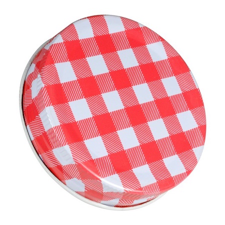 Sunshine Mason Co, One Piece Mason Jar Lids 6 Pieces, Red Gingham