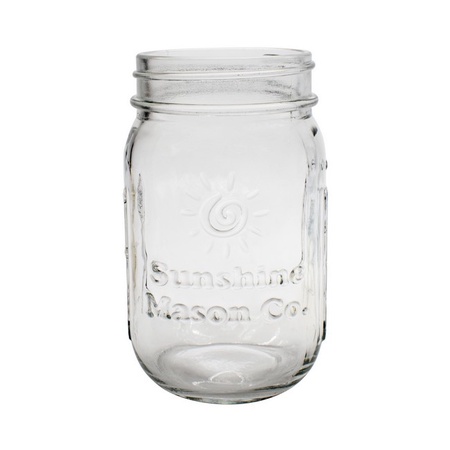 Sunshine Mason Co. Clear Mason Jar with Black Soap Dispenser Lid