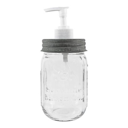 Sunshine Mason Co. Clear Mason Jar with Antique Barn Soap Dispenser Lid