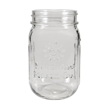 Sunshine Mason Co. Glass Mason Jar Set with Silver Lids and Clear Straws, Set of 6