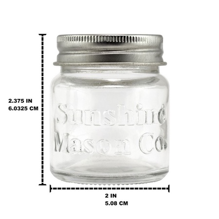 Sunshine Mason Co. Mini Mason Jar Shot Glasses with Metal Lid 2 Ounces, 6 Pieces