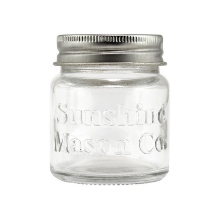 Sunshine Mason Co. Mini Mason Jar Shot Glasses with Metal Lid 2 Oz with Dessert Spoons, 6 Pieces